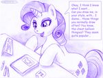  book commission cutie_mark desk dialog dialogue equine female feral friendship_is_magic horn mammal my_little_pony pens rarity_(mlp) sketchbook solo text unicorn 