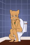  anon232 bathroom bittersweet_candy_bowl brown_eyes cat feline female fur grin looking_at_viewer mammal nude sitting smile solo sue_(bcb) tan_fur toilet 