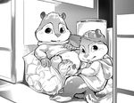  alvin_seville balls black_and_white bottomless chipmunk chubby clothed clothing cub gay greyscale half-dressed hoodie incest lando male mammal marshmallows monochrome penis rodent tail theodore_seville young 