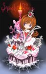  blue_eyes brown_hair cake candle crown fire food fork fruit grave heart original skull strawberry tombstone ume_(illegal_bible) 