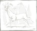  creature creepy deer forest horn mammal slug_(artist) tree unknown_species wood 