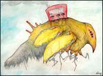  beast bug building cafe creature insect monster multiple_eyes side_view slug_(artist) solo unknown_species wings 