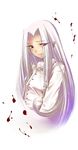  blood coat fate/zero fate_(series) gall_(lunaticwoe) highres irisviel_von_einzbern long_hair red_eyes solo white_hair 