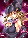  bad_id bad_pixiv_id bare_shoulders breasts covered_nipples duel_monster gagaga_girl hair_over_one_eye hat large_breasts sideboob skull solo sys.ao wizard_hat yuu-gi-ou yuu-gi-ou_zexal 