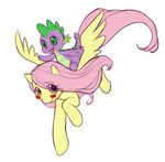  dragon equine female feral fluttershy_(mlp) friendship_is_magic green_eyes hair horse lying male mammal mounted my_little_pony on_back pegasus pink_eyes pink_hair pony purple_body scalie spike_(mlp) unknown_artist vaidg wings yellow_body 