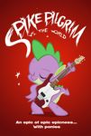  crossover dragon english_text friendship_is_magic guitar_hero male movie_poster my_little_pony plain_background purple_body red_background scalie scott_pilgrim solo spike_(mlp) spines text unknown_artist 