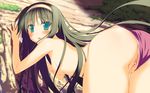  black_hair blush breasts censored game_cg irotoridori_no_sekai kisaragi_mio long_hair nipples pussy pussy_juice shida_kazuhiro swimsuit topless 