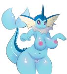  2018 anthro anthrofied big_breasts blush breasts eeveelution elpatrixf female mammal navel nintendo nipples nude pok&eacute;mon pok&eacute;mon_(species) pok&eacute;morph pussy simple_background smile solo thick_thighs vaporeon video_games white_background 