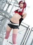  bare_shoulders belt bikini_top boots breasts cosplay hair_ornament hair_pin hairpin hotpants long_hair midriff photo red_hair scarf short_shorts shorts skull solo tengen_toppa_gurren_lagann thighhighs yoko_littner 