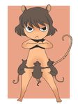  animal_ears chibi covering covering_crotch crossed_arms mouse mouse_ears mouse_tail navel nazrin nude onikobe_rin simple_background solo tail touhou 