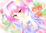  blush chin_rest flower hairband hand_on_own_chin heart komeiji_satori pink_eyes pink_hair pointing pointing_at_self solo touhou yuimari 