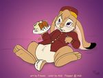  bellhop belly blush bottomless cake clothed clothing cub cute flapper floppy_ears food front half-dressed hat hindpaw lagomorph lying mammal on_back overweight p._moss paws pmoss purple_eyes rabbit stuffing whiskers young 