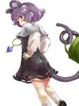  animal_ears bad_id bad_pixiv_id basket blush capelet dress gem grey_dress hands_on_hips jewelry mouse_ears mouse_tail nazrin necklace nise_nanatsura pendant purple_hair red_eyes shirt short_hair solo tail touhou 