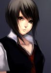  asou_misaki black_eyes black_hair blush fatal_frame fatal_frame_4 lips necktie sasaki_ryou short_hair solo vest 