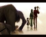  3girls all_fours ass bad_id bad_pixiv_id carrying child family fate/zero fate_(series) father_and_daughter good_end highres letterboxed looking_back matou_kariya matou_sakura mother_and_daughter multiple_boys multiple_girls sitting_on_arm supika_(piyuki0911) tears toosaka_aoi toosaka_rin toosaka_tokiomi younger 