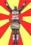  armor dark_souls helmet macedonian_flag male_focus ment pose praise_the_sun solaire_of_astora solo souls_(from_software) sun_(symbol) sunburst 