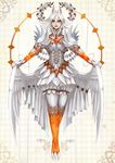  animal_ears armor bird fantasy feathers h@ruichi orange_eyes original short_hair solo white_hair wings yellow_eyes 