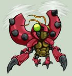  ambiguous_gender antennae beetle brittlebear claws digimon flying green_eyes isect ladybug red solo spikes tentomon wings 