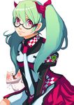  bad_id bad_pixiv_id bow dog glasses gradient_hair green_hair h@ruichi hair_bow multicolored_hair original pink_eyes solo twintails 