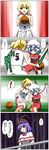  4koma basketball bat_wings blonde_hair blue_hair comic hat highres kirisame_marisa multiple_girls nagae_iku ponytail purple_hair remilia_scarlet seren_(staphy) touhou translation_request uniform wings 