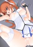  after_sex blush breasts cum cum_in_pussy cumdrip fingerless_gloves frapowa gloves large_breasts lying lyrical_nanoha mahou_shoujo_lyrical_nanoha_strikers nipples on_back purple_eyes pussy solo takamachi_nanoha tears thighhighs torn_clothes twintails 