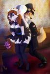  anthro blush canine duo female fox grope hat maid maid_uniform male mammal raised_tail reverse_coloured_skunk reverse_skunk ronja skunk steampunk tail tazara top_hat 