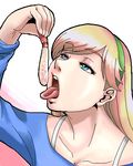  bad_id bad_pixiv_id blonde_hair blue_eyes eating fjt_(fjym2) food hairband lowres open_mouth original sexually_suggestive solo tongue 