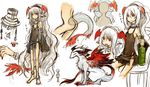  ankle_cuffs anklet barefoot copyright_request dragon dragon_girl drink feet fujiwara_akina horn jewelry long_hair monster_girl red_eyes tail white_hair 