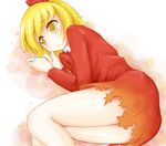  aki_shizuha bare_legs blonde_hair leaf lying mokuyou on_side short_hair solo touhou yellow_eyes 