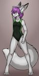  2011 ajna canine cuntboy fennec fox grey_hair intersex kayfox purple_hair pussy swimsuit 