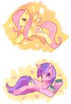  &hearts; blue_eyes equine female feral fluttershy_(mlp) friendship_is_magic hair horn horse long_hair looking_at_viewer mammal my_little_pony peanut_butter pegasus pink_hair pony purple_eyes short_hair simple_background sparkler_(mlp) suikuzu suirobo unicorn wings 