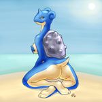 beach breasts butt female hindpaw lapras mature nintendo nude paws pinup pok&#233;mon pok&eacute;mon pose sea seaside shell side_boob smile solo sunny surf video_games water yellowpower 