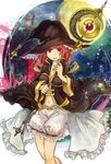  bloomers copyright_request frills fujiwara_akina hat moon red_eyes red_hair short_hair solo staff star underwear witch witch_hat 
