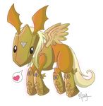  &hearts; armor black_eyes cute digimon equine gold hooves horse mammal orange orange_body pegasmon pegasus pegasusmon solo tail vanilla_dog wings 
