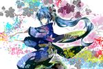  aqua_hair blue_eyes hatsune_miku highres japanese_clothes leaf long_hair mariwai_(marireroy) solo very_long_hair vocaloid 