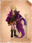  bad_id bad_pixiv_id blonde_hair boots cape flower fujiwara_akina male_focus pointy_ears red_flower red_rose rose solo soukuu_no_frontier sword weapon 