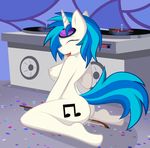 anthro anthrofied blue_hair bow_(intrument) bow_(stringed_instrument) breasts butt cutie_mark equine eyewear female friendship_is_magic glasses hair horn mammal masturbation my_little_pony nipples nude pussy_juice solo tail tongue tongue_out turntable unicorn vinyl_scratch_(mlp) whitmaverick 