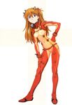  absurdres belt blue_eyes boots breasts brown_hair detached_sleeves female gloves highres long_hair neon_genesis_evangelion nipples photoshop plugsuit rebuild_of_evangelion red_boots shikinami_asuka_langley simple_background smile solo soryu_asuka_langley souryuu_asuka_langley standing test_plugsuit turtleneck 