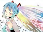  baniko_(37003700) blush closed_eyes hatsune_miku long_hair necktie solo twintails vocaloid 