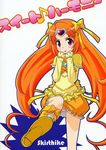  boots bow bubble_skirt cure_muse_(yellow) knee_boots long_hair orange_hair precure shirabe_ako skirt solo suite_precure tongue yellow_bow yuuma_(skirthike) 