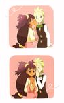  couple dark_skin dent_(pokemon) green_eyes green_hair iris_(pokemon) long_hair pokemon pokemon_(anime) pokemon_(game) pokemon_black_and_white pokemon_bw whisper whispering 