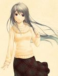  female girl gray_hair grey_hair long_hair original solo sweater tatsuya_(atelier_road) 