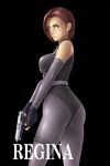  ass bodysuit capcom deep_rising dino_crisis female gun handgun jill_valentine pistol regina regina_(cosplay) resident_evil resident_evil_3 short_hair solo thor_(deep_rising) weapon 