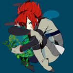  bad_id bad_pixiv_id bodysuit fetal_position full_body green_hair grey_bodysuit inazuma_eleven inazuma_eleven_(series) kiyama_hiroto male_focus mck28 plant plantar_flexion red_hair solo 