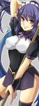  alternate_costume blue_hair judith maid_headdress mokorei multicolored_hair pencil_skirt pointy_ears skirt solo tales_of_(series) tales_of_vesperia thighhighs two-tone_hair 