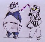  &hearts; alexfanatic10 bear duo feline female green_eyes kung_fu_panda male mammal master_tigress panda po red_eyes tail tiger 