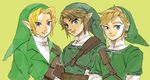  bad_id bad_pixiv_id blonde_hair blue_eyes earrings gloves jewelry link male_focus multiple_boys multiple_persona pointy_ears smile the_legend_of_zelda the_legend_of_zelda:_ocarina_of_time the_legend_of_zelda:_skyward_sword the_legend_of_zelda:_twilight_princess yo_mo 