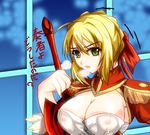  blonde_hair breasts fate/extra fate_(series) fateextra nipples saber saber_extra 