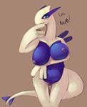  big_breasts blue_eyes blush breasts denied female legendary_pok&#233;mon looking_at_viewer lugia nintendo nipples nope nude plain_background pok&#233;mon pok&eacute;mon solo source_request standing theboogie unknown_artist video_games voluptuous wide_hips 