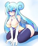  blue_eyes blue_hair breasts lapras personification pokemon 